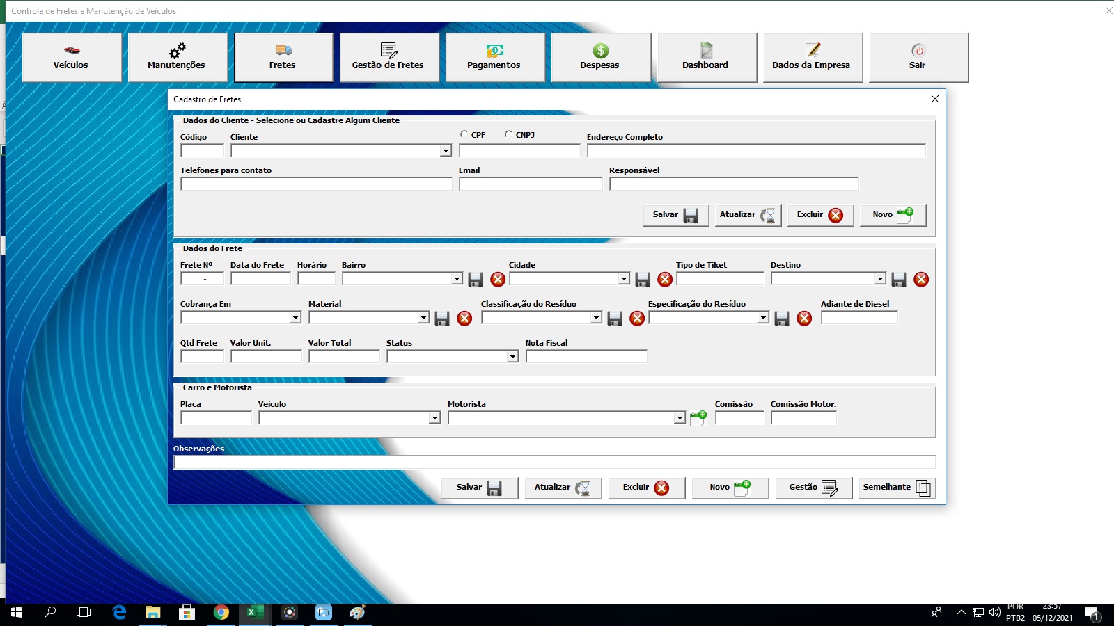 Controle de Fretes e frotas