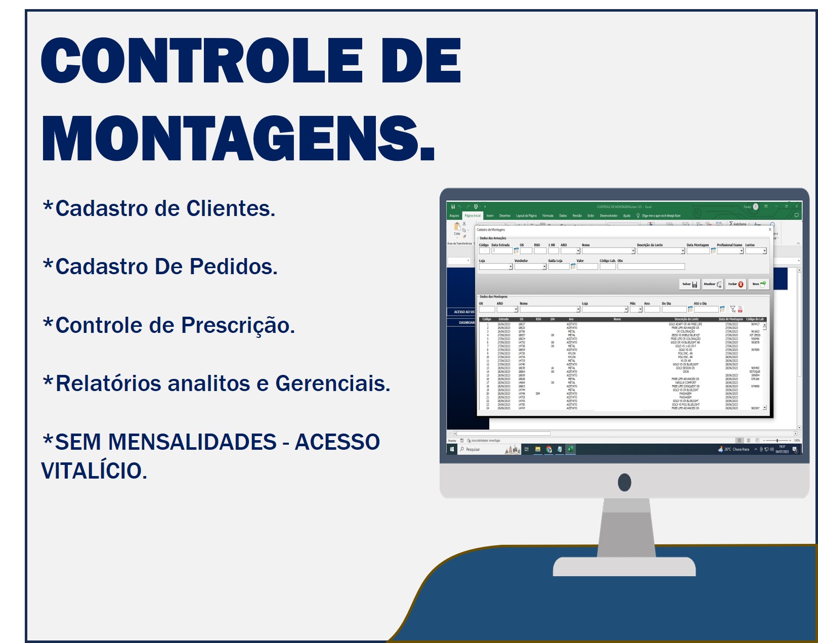 Planilha controle de armações e montagens