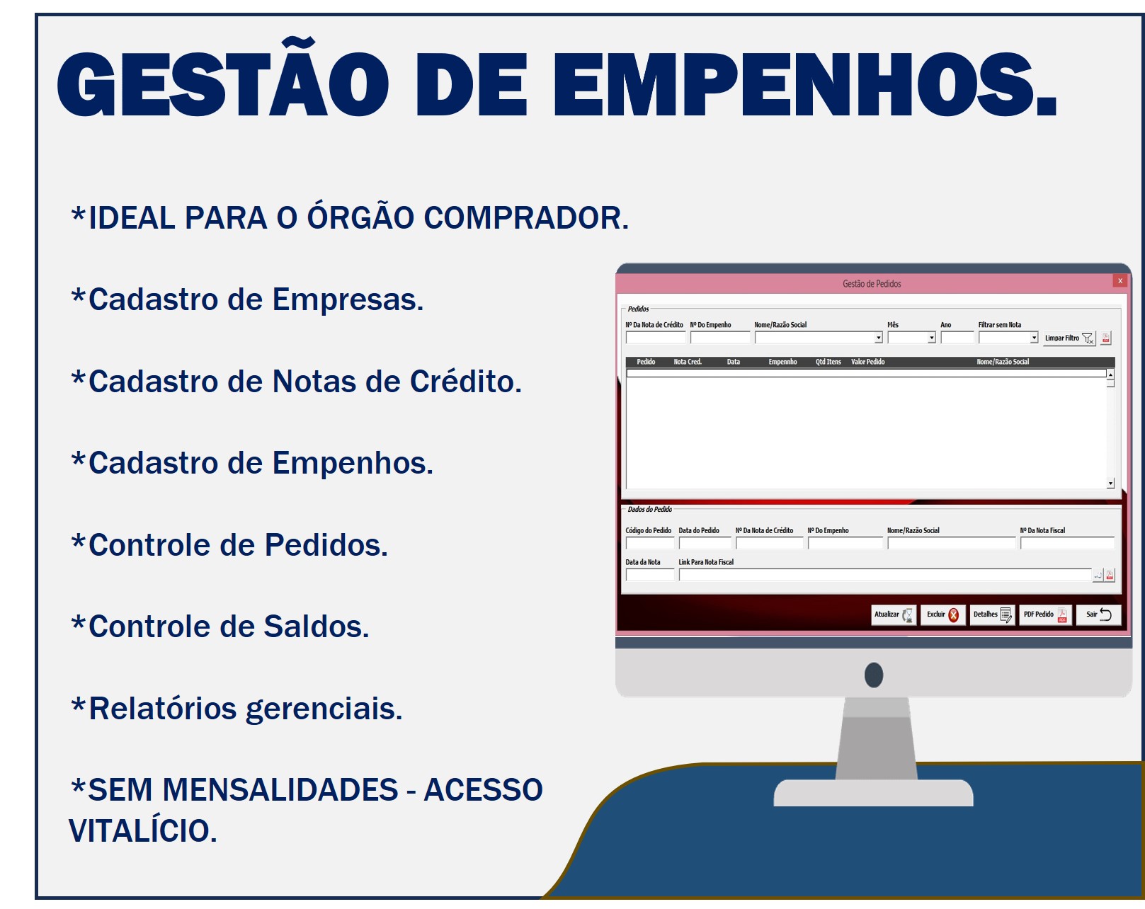 Controle de empenhos para orgãos