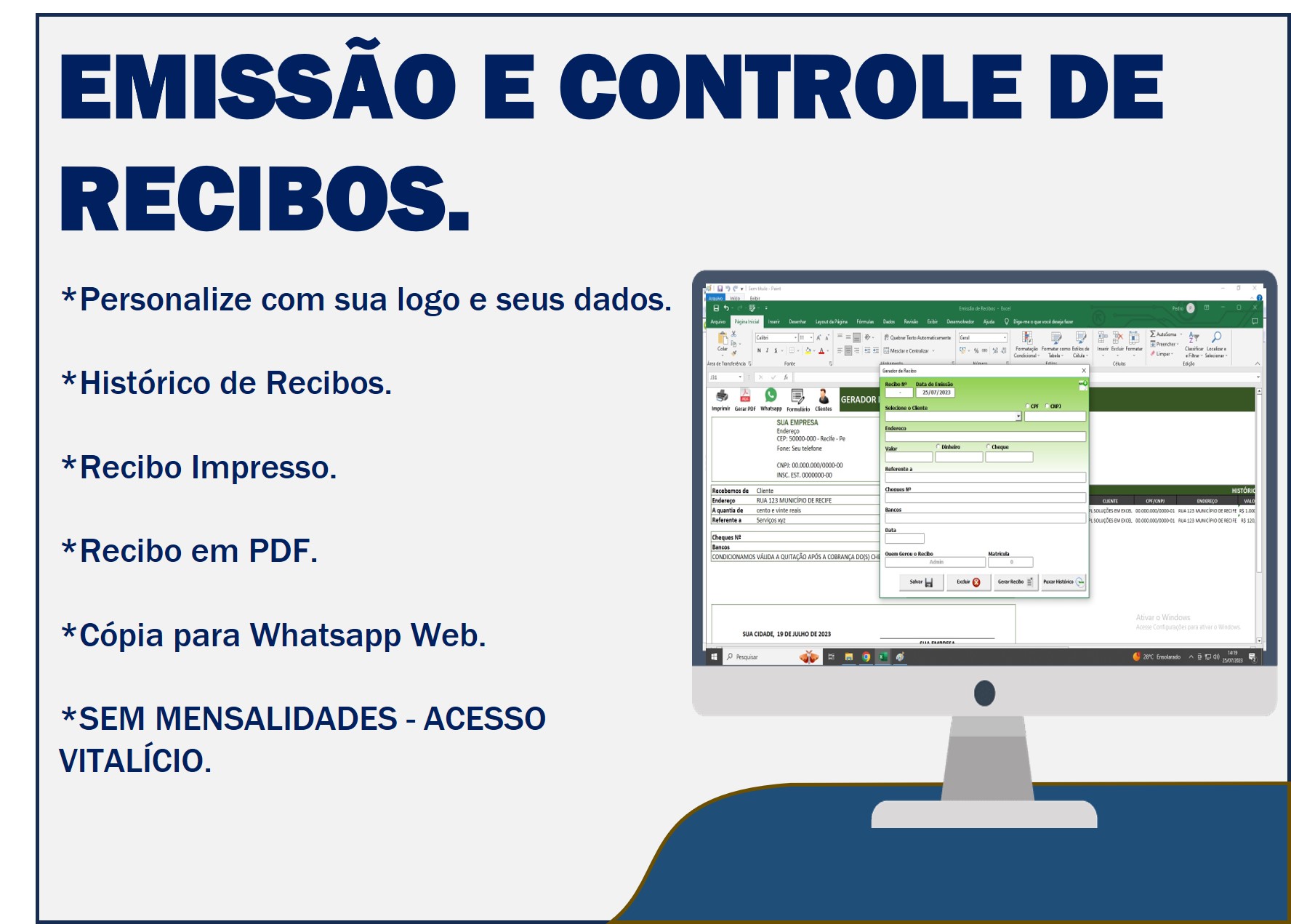 Planilha para emissão de Recibos