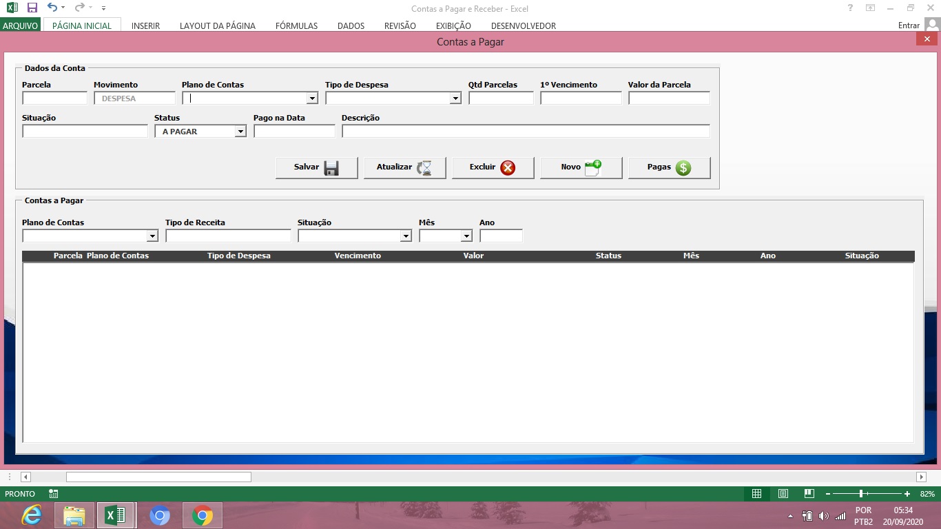 Planilha de Contas a Pagar e Receber em Excel - Imagem 3