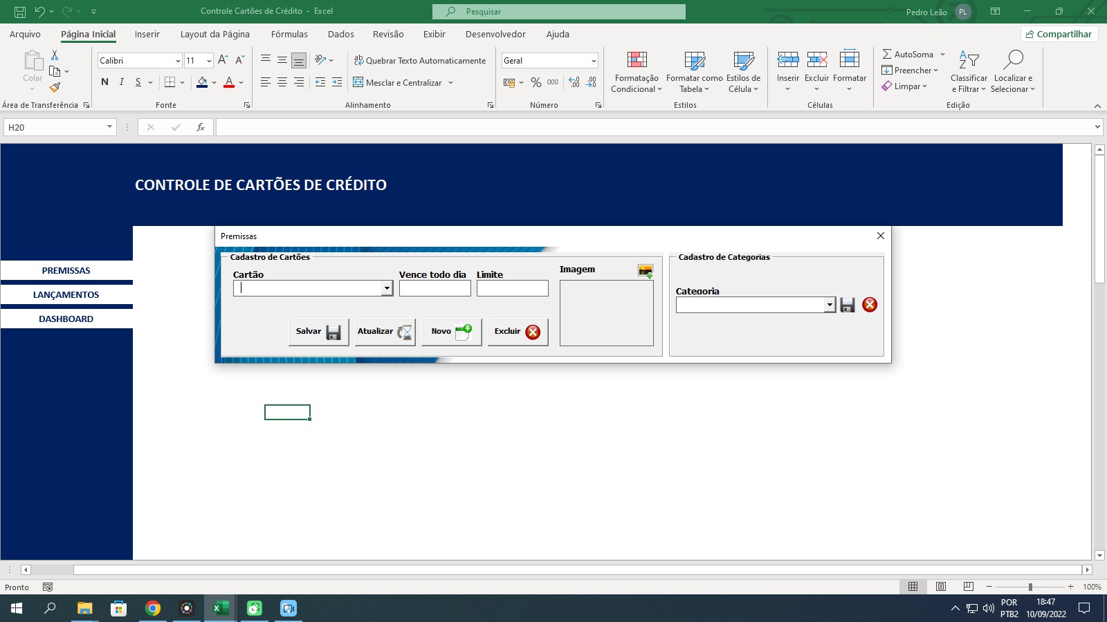 Controle de Cartões de Crédito