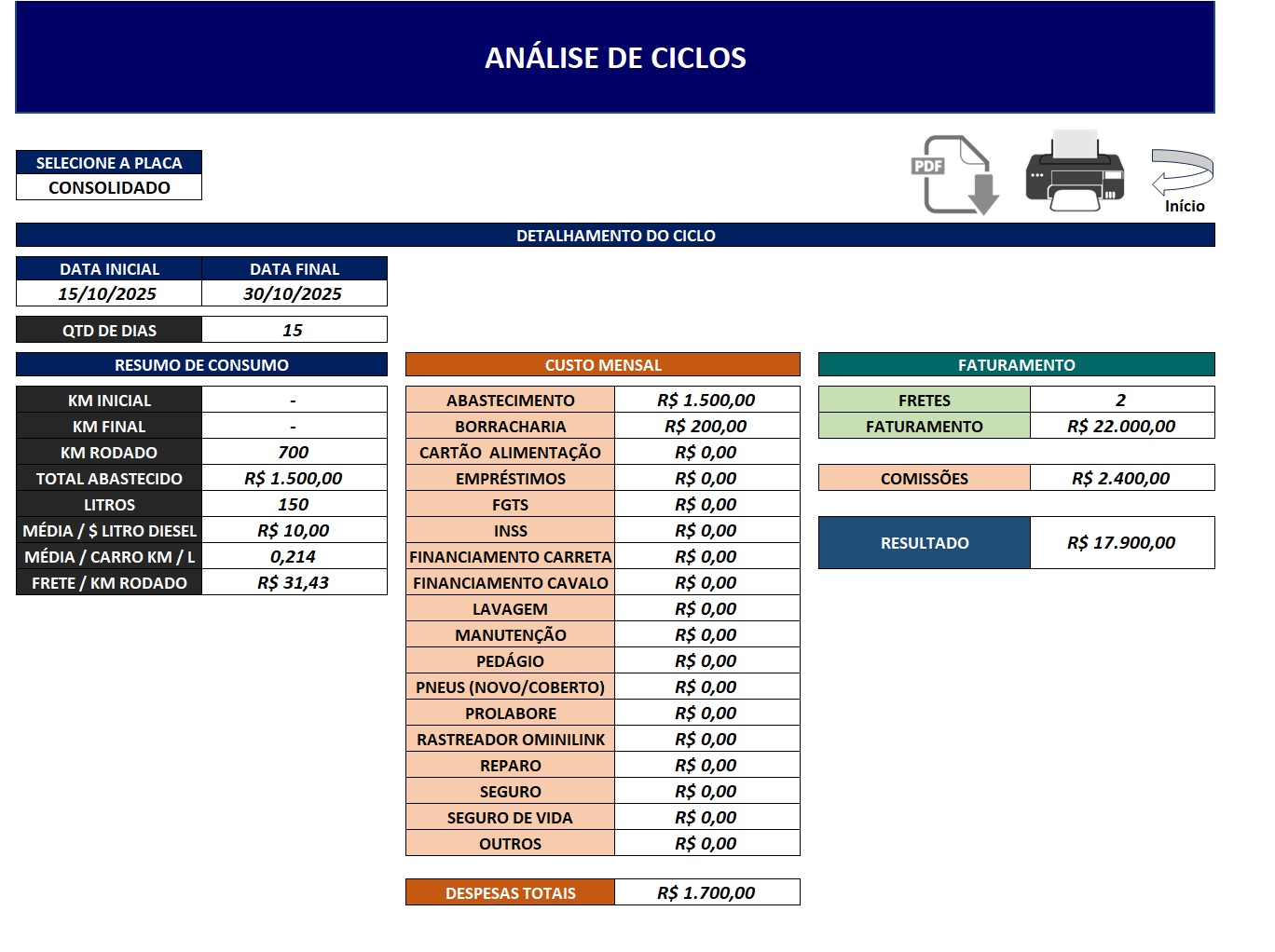 Controle de Fretes Simplificado