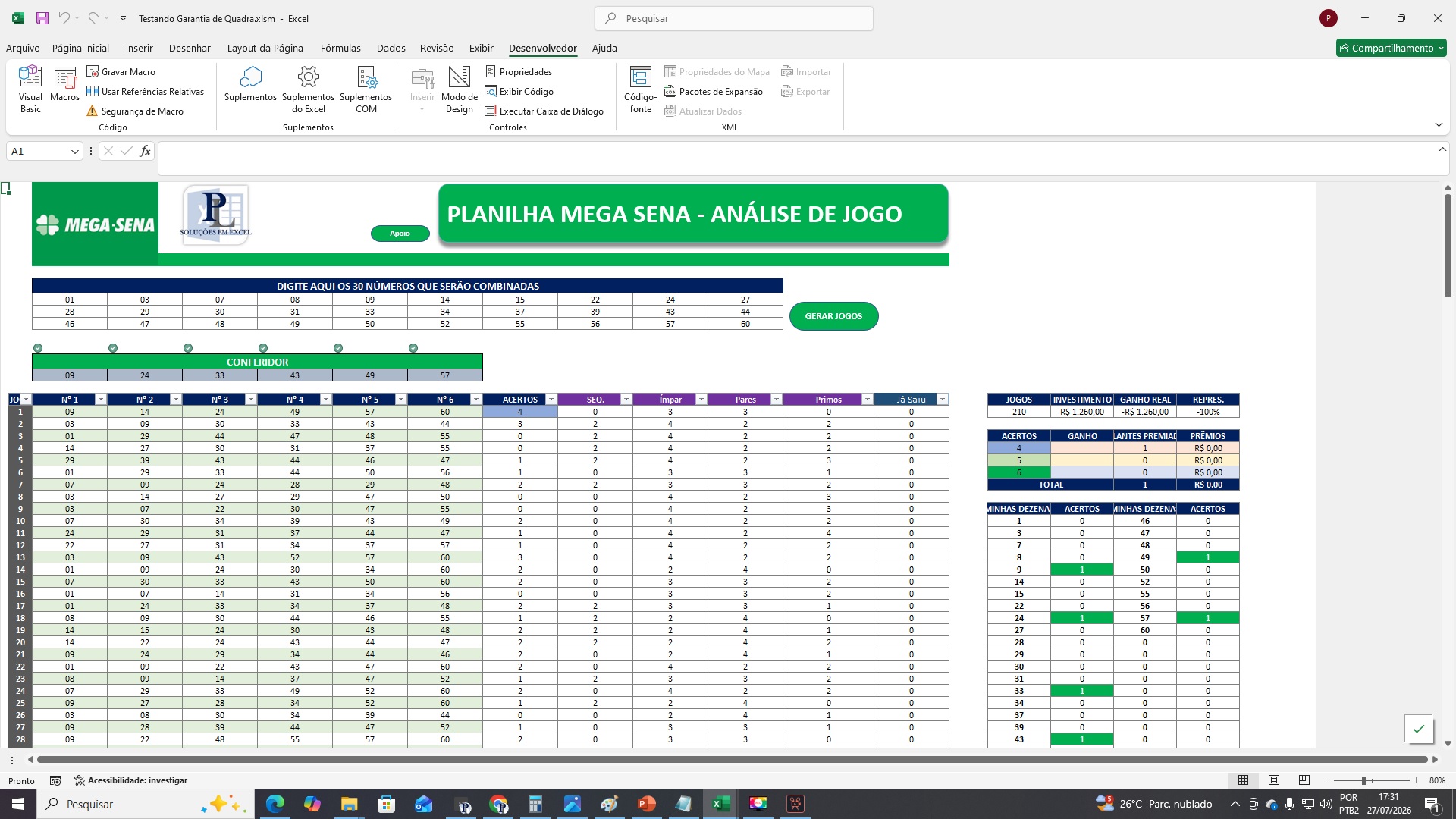 fechamento quadra mega sena