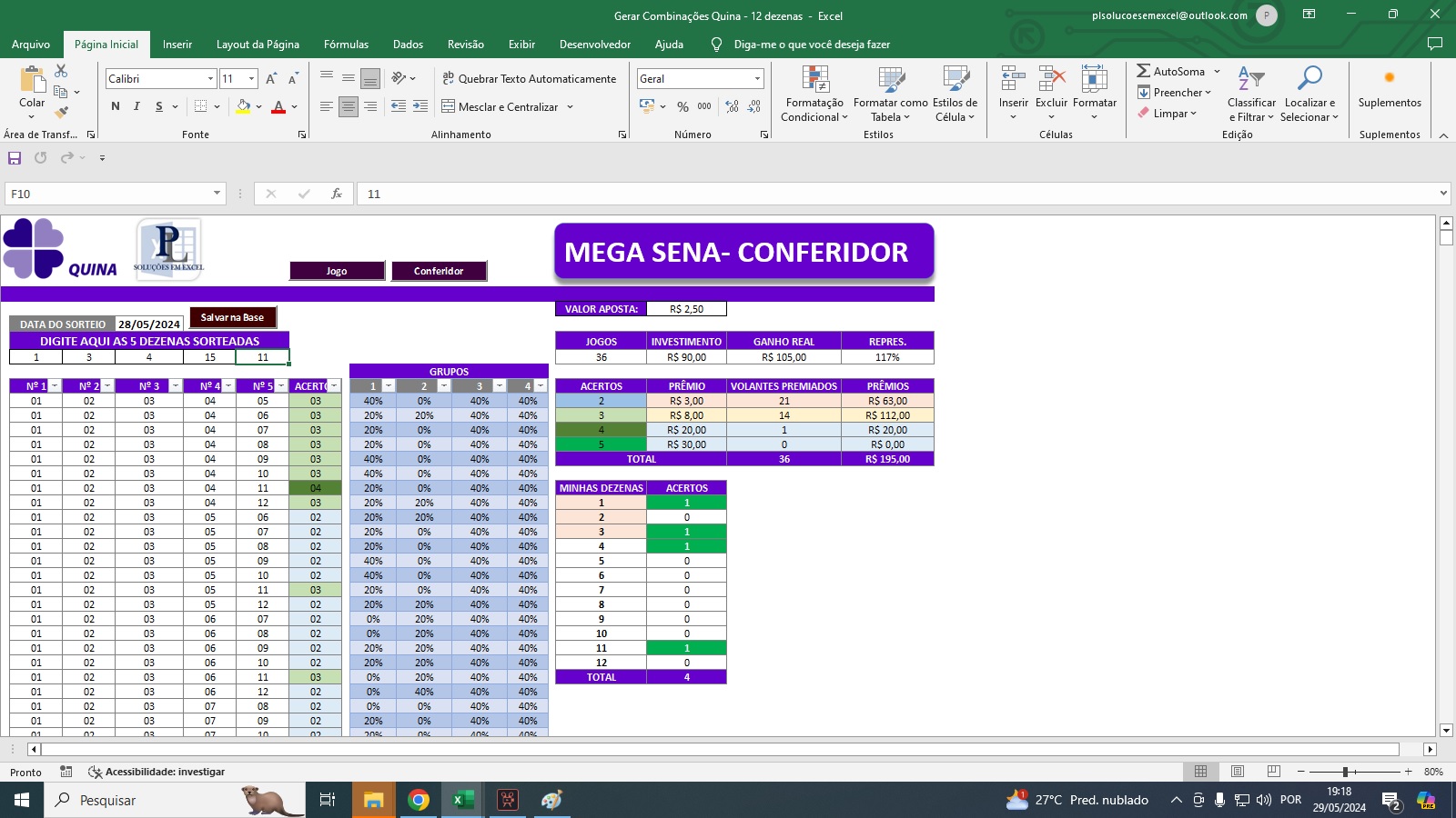 fechamento quina