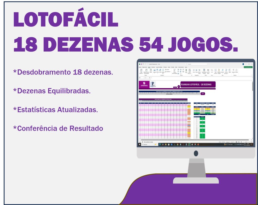 18 DEZENAS 54 JOGOS lotofacil